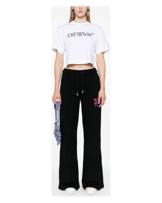 Off-White c/o Virgil Abloh White Big Logo Bookish Cropped T-Shirt