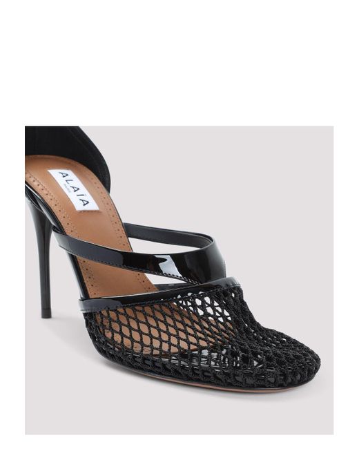 Alaïa Black Fishnet Tong 90 Sandals