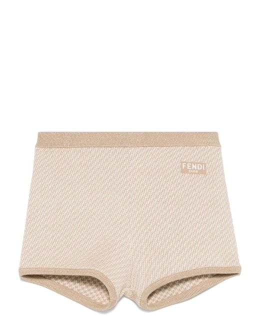 Fendi Natural Ff Wool Shorts