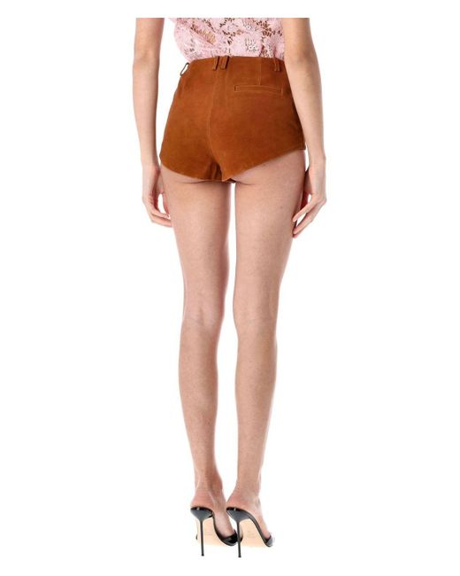 Self-Portrait Brown Suede Short