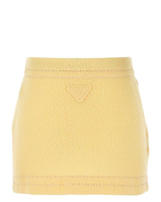 【送料&関税込】Prada Yellow Cashmere Mini Skirt Prada Cashmere Mini Skirt in Yellow | Lyst