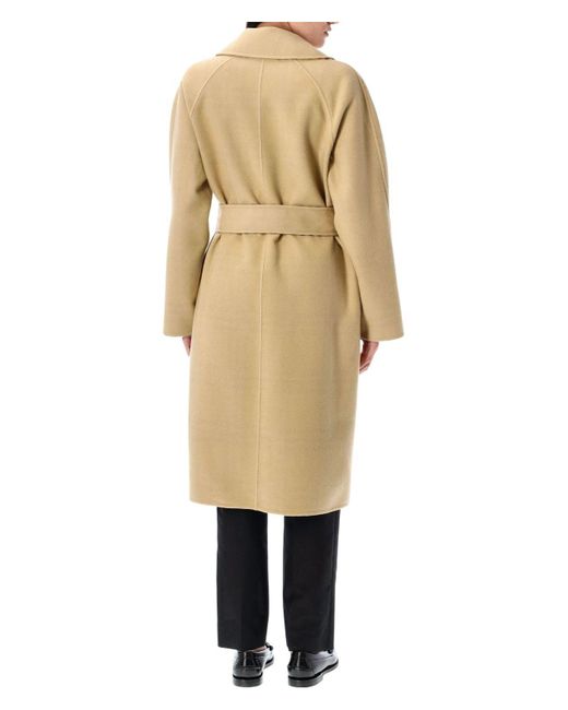 Burberry Natural Reversible Wool Wrap Coat