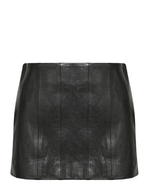 Khaite Black Meelar Leather Mini Skirt