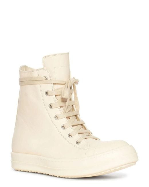 Rick Owens Natural Leather High Sneakers