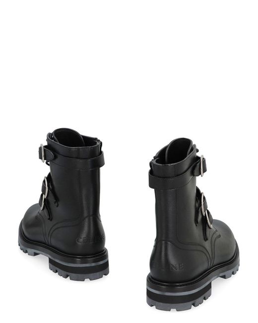 Céline Black Maggie Leather Lace-Up Boots for men