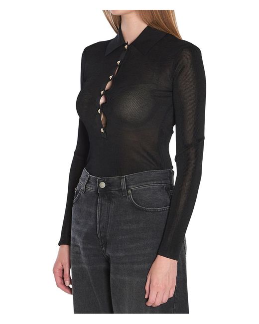 Self-Portrait Black Knit Bodysuit