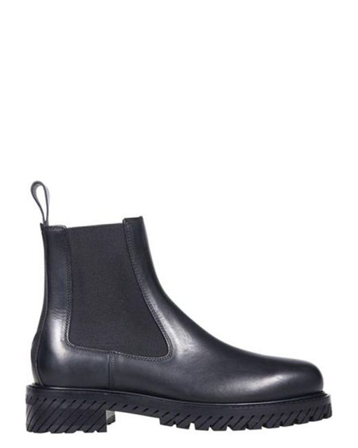 Off-White c/o Virgil Abloh Blue Combat Lace-Up Boots With Diag Iconicrubber Sole for men