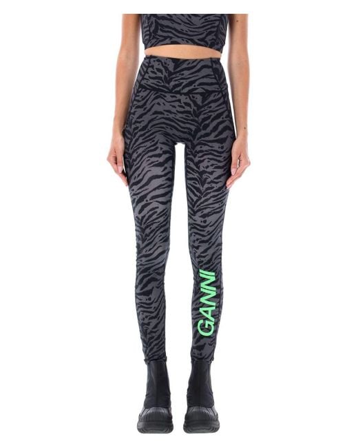 Ganni Blue Zebra Active Leggings