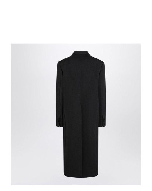 Gucci Black Long Double-Breasted Wool Coat for men