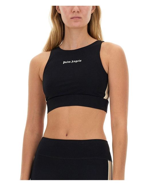 Palm Angels Black Tops With Logo Top