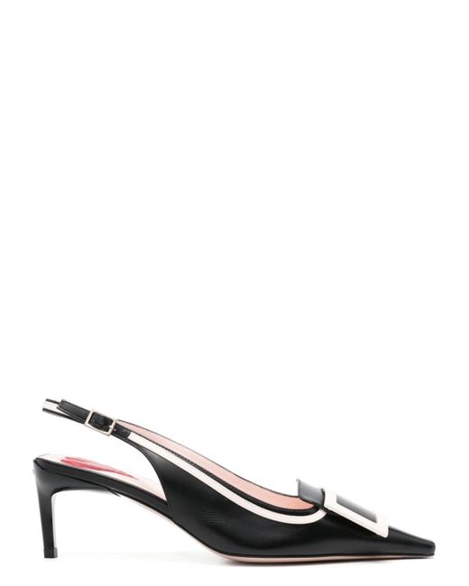 Roger Vivier Black Viv' Canard Leather Slingback Pumps