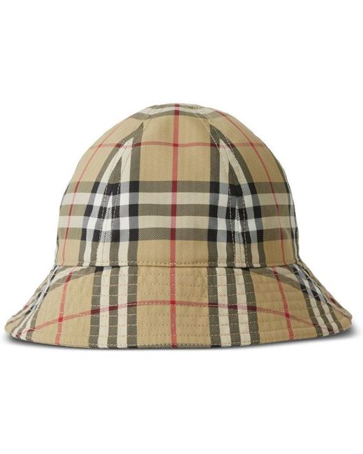 Burberry Natural Check Motif Nylon Bucket Hat