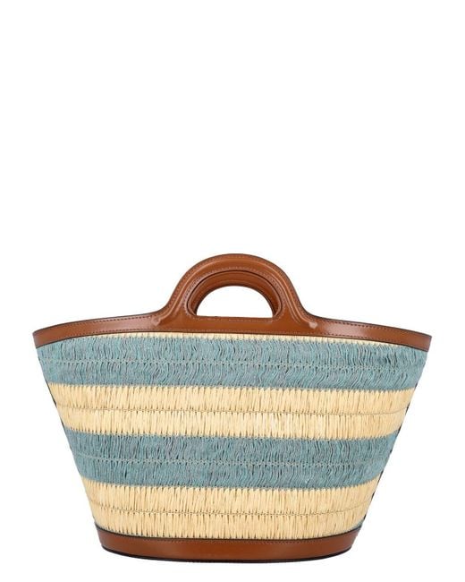 Marni Blue Tropicalia Raffia-Effect Small Bag