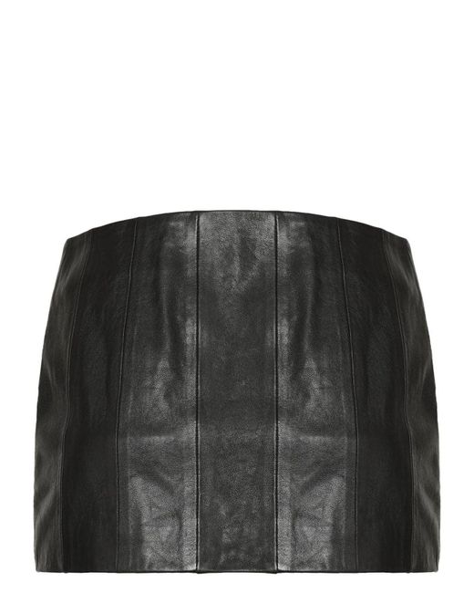 Khaite Black Meelar Leather Mini Skirt
