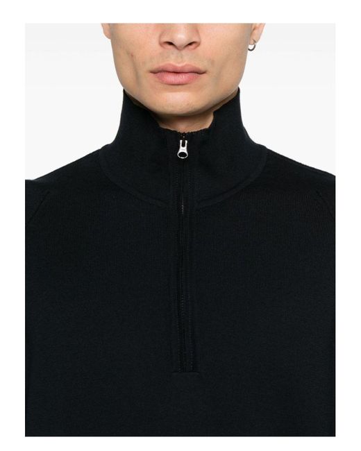 C P Company Black Sea Islandhalf Zip Lens Knit for men