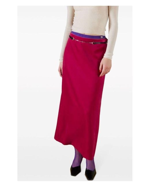 スカート Gucci Fuchsia Velvet Skirt Gucci Fuchsia Velvet Skirt in Red | Lyst