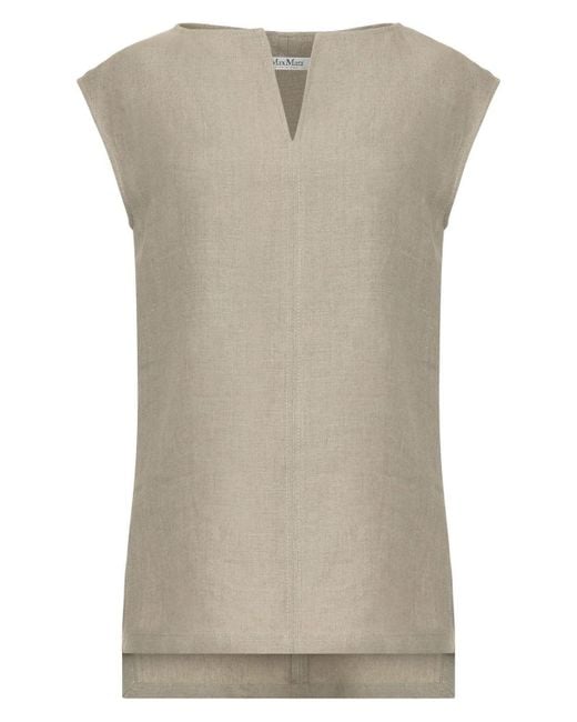 Max Mara Gray Colimbo Linen Blouse Top
