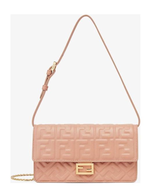 Fendi Pink Wallet On Chain Baguette