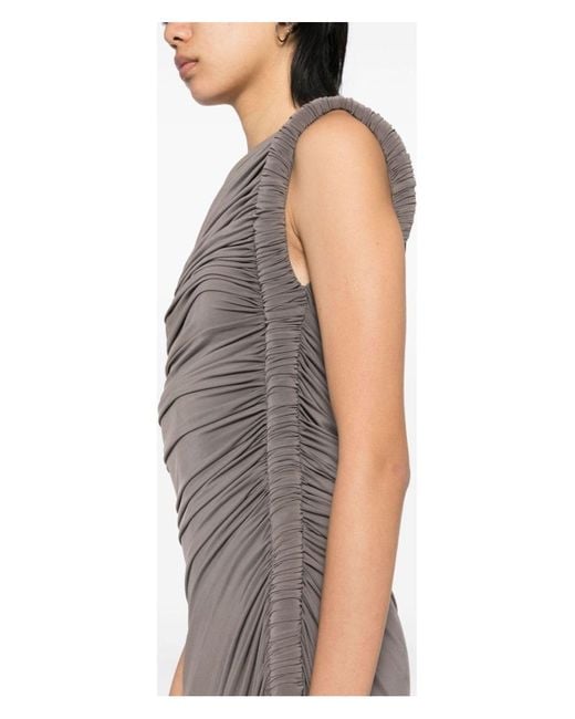 ワンピース Alaia Draped midi dress Brown Alaïa Draped Dress in Brown | Lyst