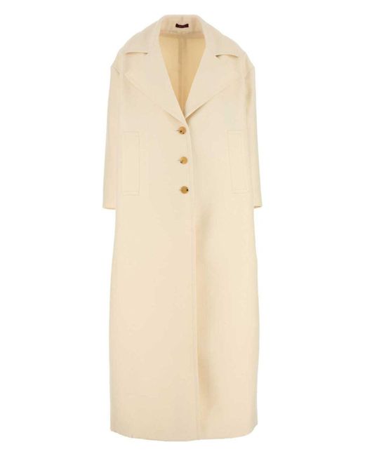 【関税&送料込】Gucci Ivoryy Wool Blend Coat Gucci Ivoryy Wool Blend Coat in Natural | Lyst