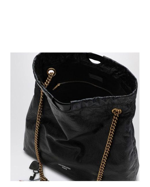 トートバッグ Balenciaga Crush Media black leather tote bag Balenciaga Crush Media Leather Tote Bag in Black | Lyst