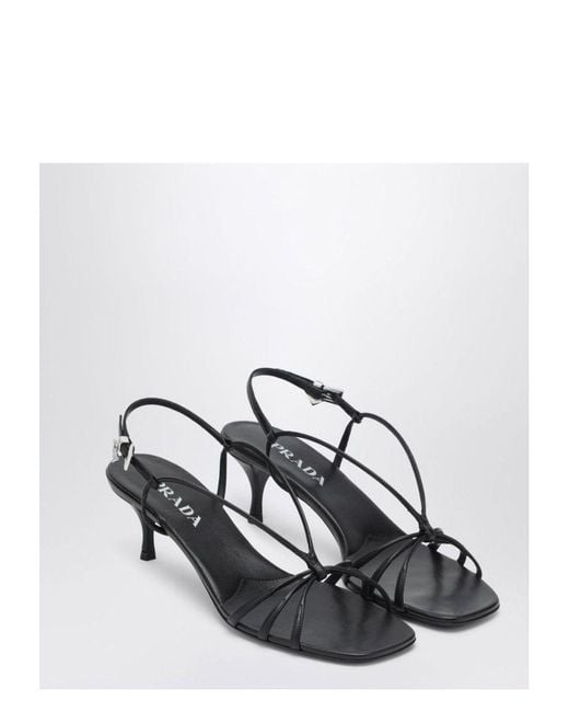 Prada White Leather Sandal With Heel