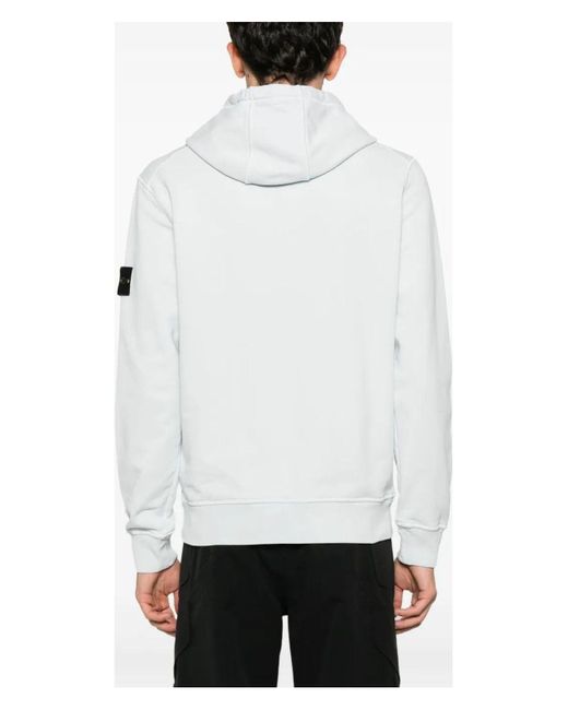 Stone Island White Compass Badge Hoodie for men