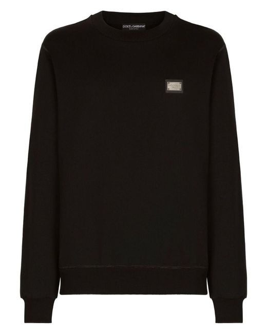 Dolce & Gabbana Black Sweatshirt With Logo Plaque for men