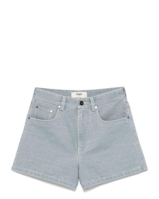 Fendi Blue Denin Cotton Shorts