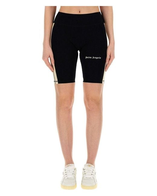 Palm Angels Black Bermuda With Logo Shorts