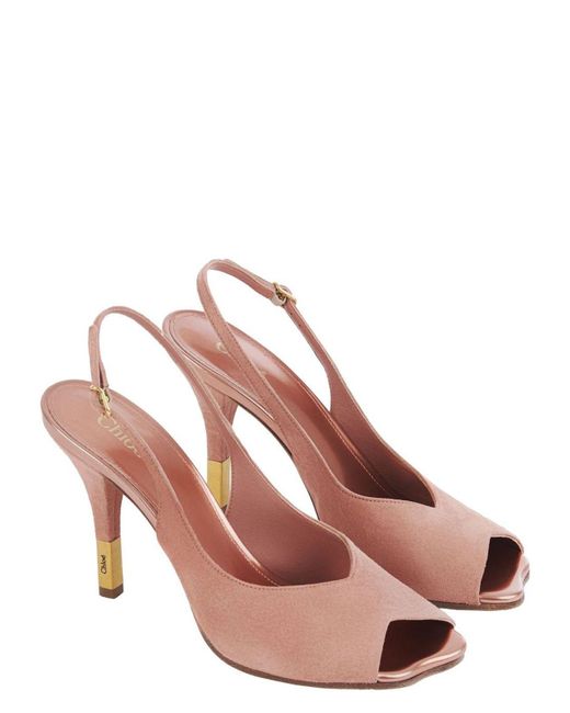Chloé Pink Heeled Flower Sandal