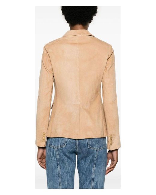 Tagliatore Natural Leather Double-Breasted Jacket