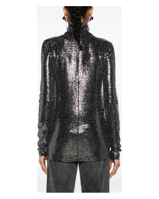 Isabel Marant Black Joyela Shiny High-Neck Top