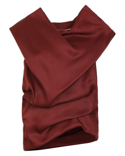 Khaite Red Silk Blouse Top