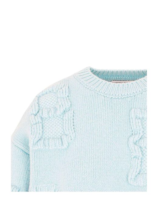 Bottega Veneta Blue Stretch Wool Blend Shetland Alphabet Oversize Sweater