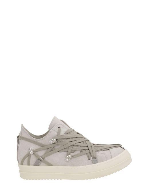 Rick Owens White Luxurious Calf Leather Sneakers