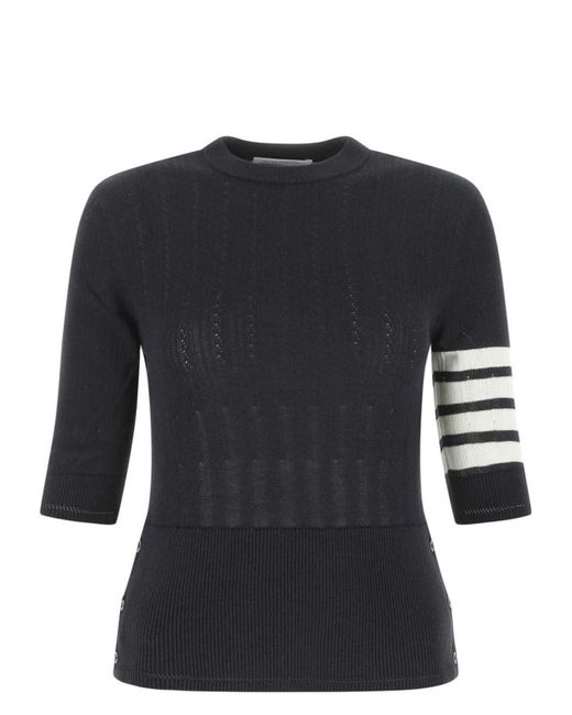 Thom Browne Blue Fine Mesh Rib Stitch
