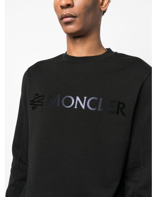 Moncler Logo-print Cotton Sweatshirt in Black for Men | Lyst