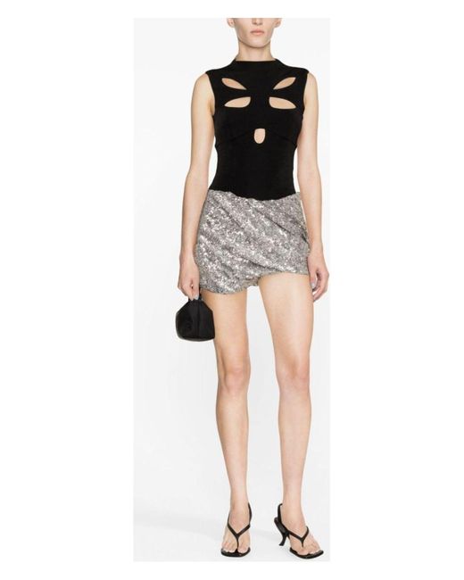 The Attico Gray Stretch Machine Sequins Mini Skirt