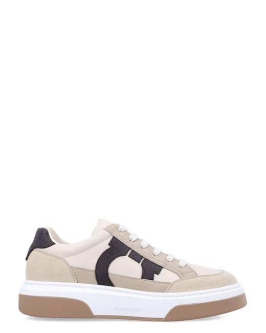 Ferragamo White Gancini Ornament Low-Top Sneakers for men