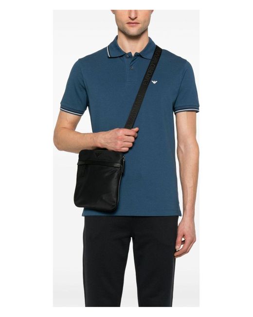 Emporio Armani Black Logo-Plaque Cross Body Bag for men