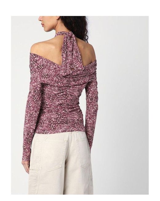Isabel Marant Red Draped Vonda Top With Print