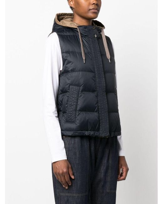 Brunello Cucinelli Black Padded Hooded Vest