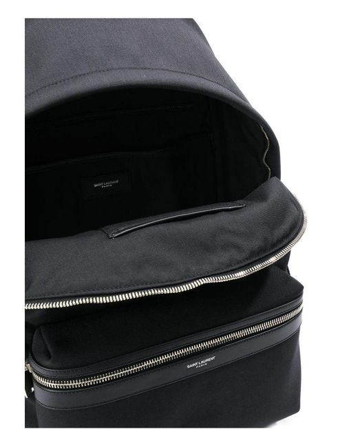 Saint Laurent Leather Trim City Backpack in Black for Men Lyst UK