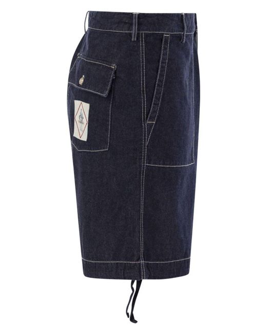 C P Company Blue Cotton Denim Shorts for men