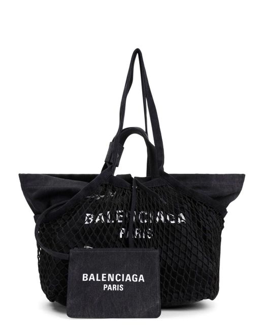 Balenciaga Black Canvas And Mesh Medium 24/7 Shopping Bag