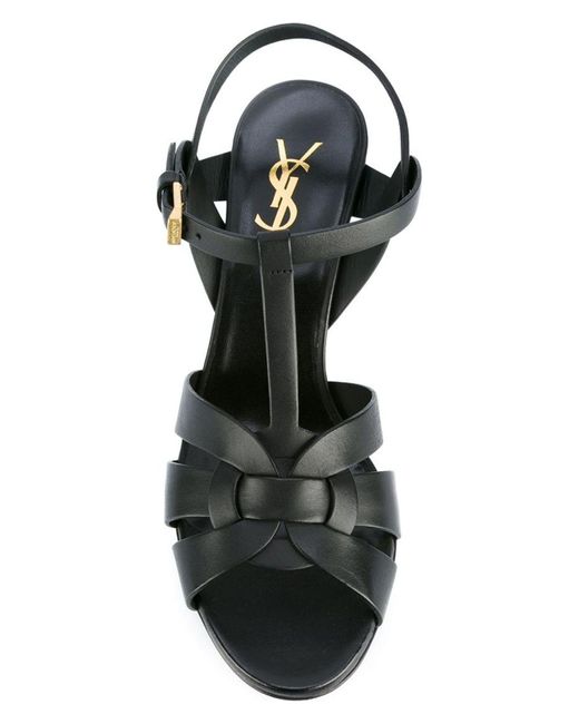 Saint Laurent Black Tribute Leather Sandals