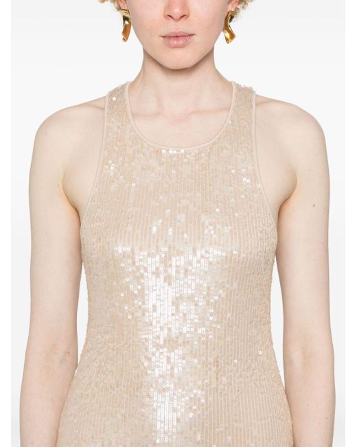 Elisabetta Franchi White Sequin Straps Dress