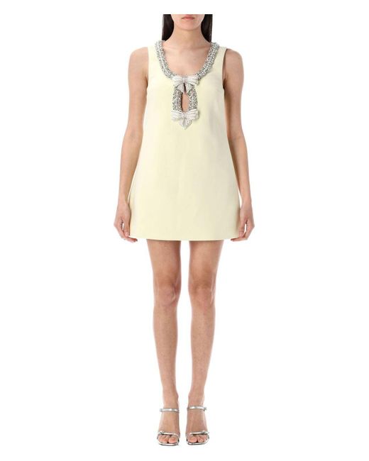 Self-Portrait Natural Crepe Bow Mini Dress