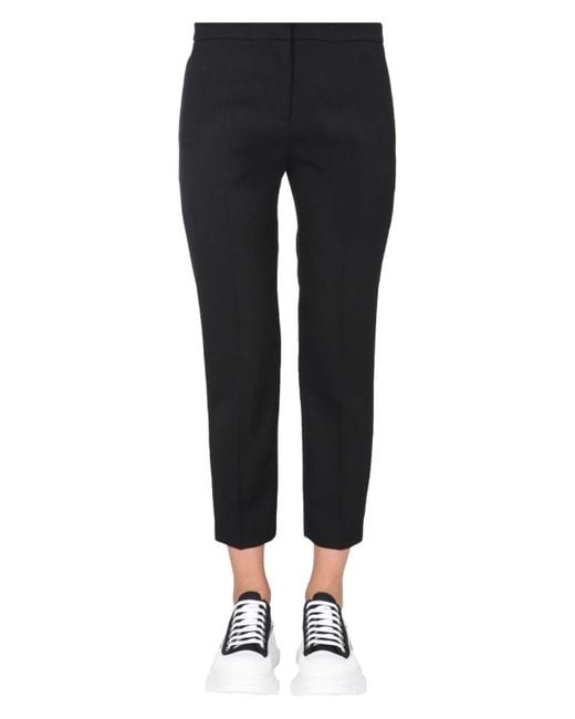 Alexander McQueen Black Cropped Straight Trousers